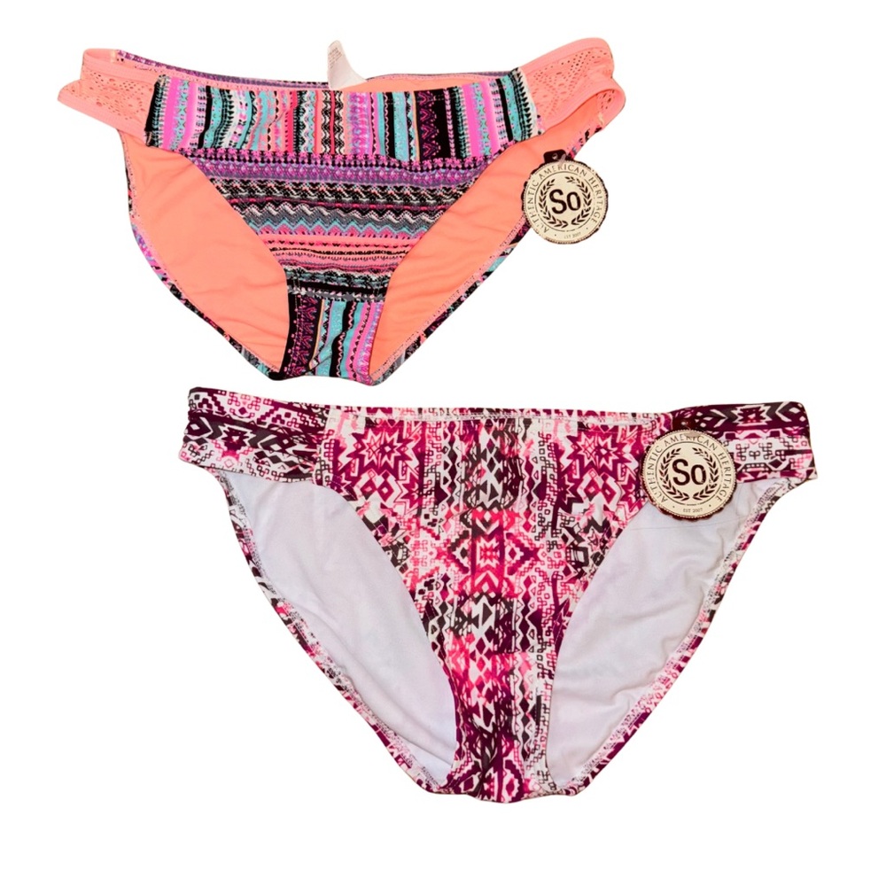 NWT ‘SO Clothing’ multicolor printed bikini bottoms - size L
